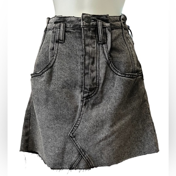 NWT Free People East Of Eden Denim Mini Skirt Women's 24 Belted Paperbag… - Picture 3 of 12